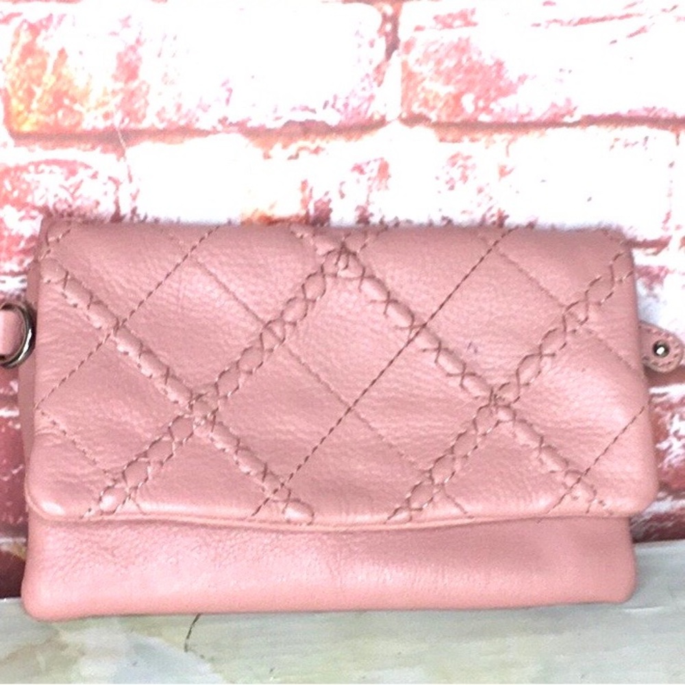 Stone Mountain Soft Mauve Leather Fold over Wallet Quilted Women's Bag - Picture 1 of 5